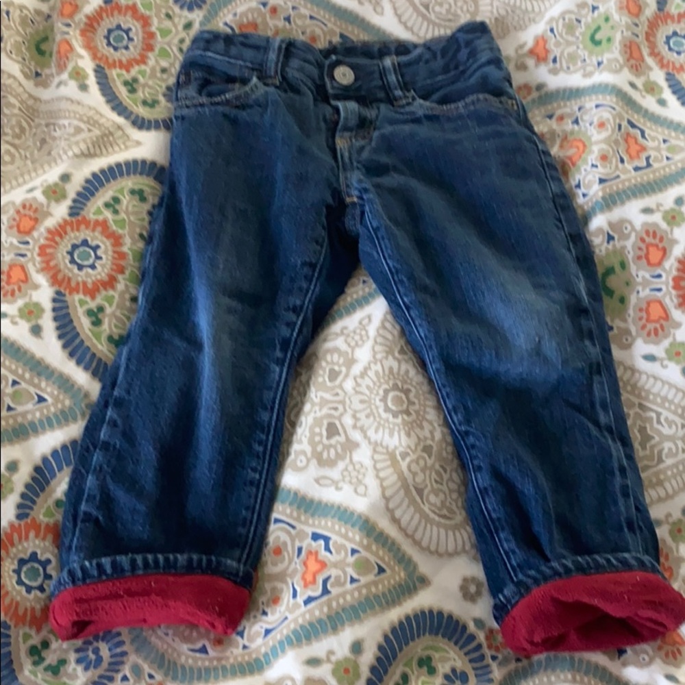 Gap Red Fleece lines jeans